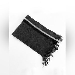 Gray And Black Long Versatile Scarf Minimalist Stripe Acrylic Grunge Y2K Winter